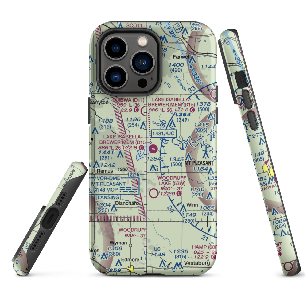Lake Isabella Airpark (D15) VFR Sectional  Tough iPhone Case iPhone 14 Pro Max model shown