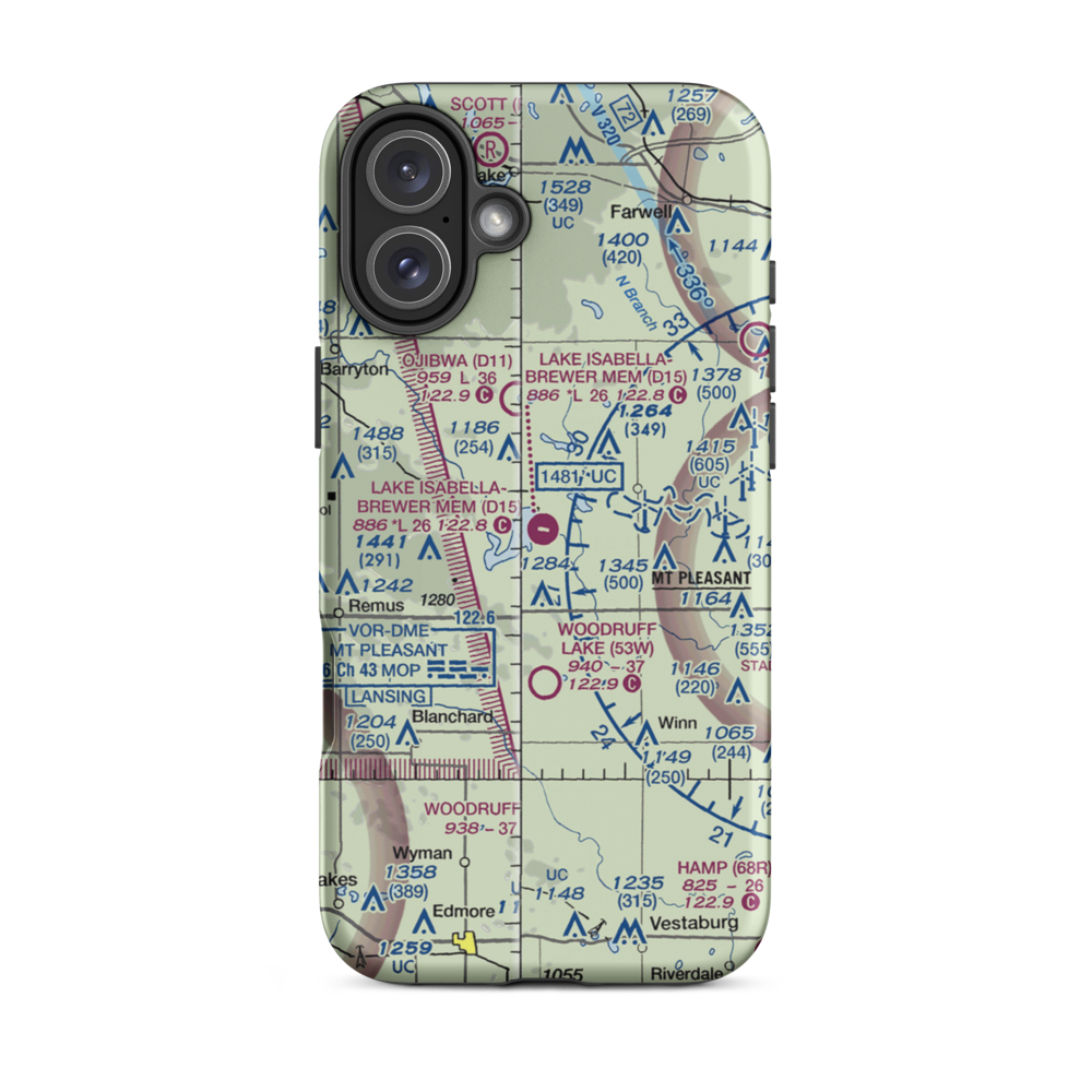Lake Isabella Airpark (D15) VFR Sectional  Tough iPhone Case iPhone 16 Plus model shown