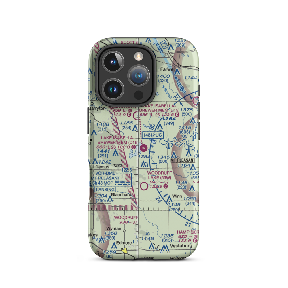 Lake Isabella Airpark (D15) VFR Sectional  Tough iPhone Case iPhone 16 Pro model shown