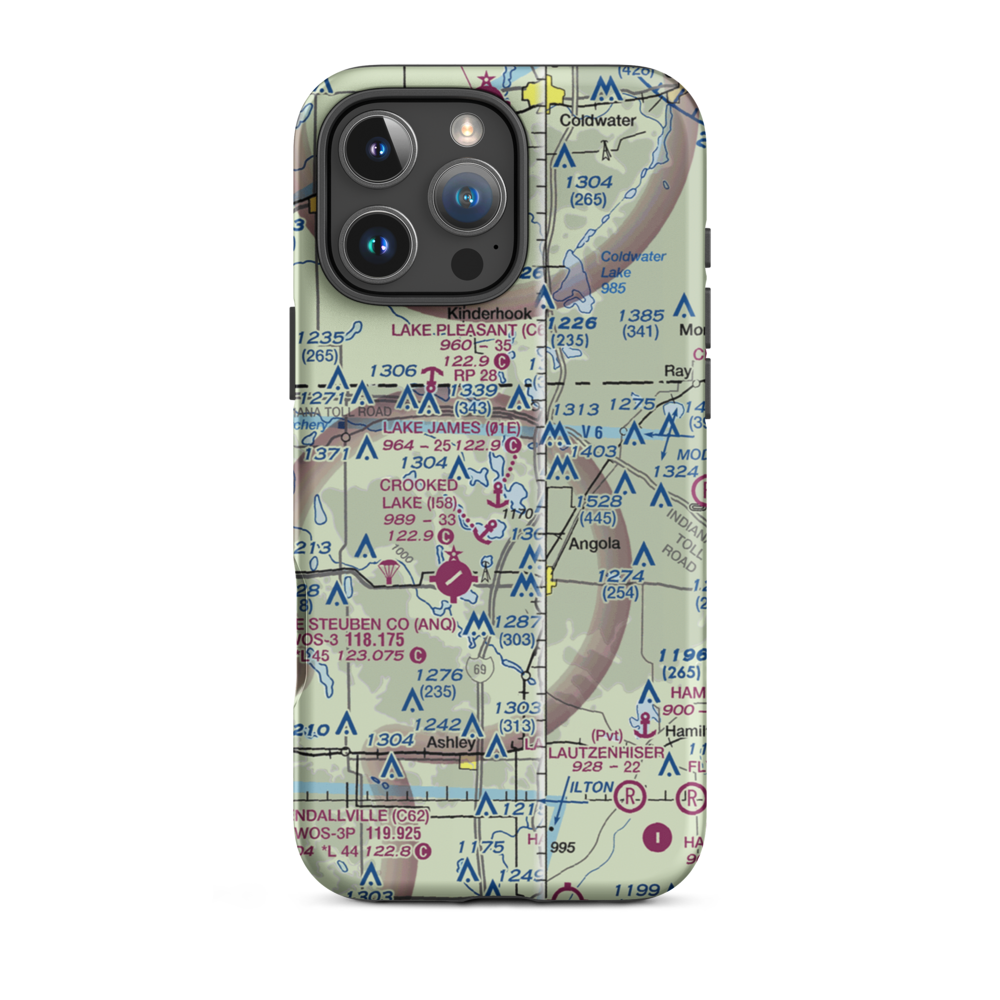 Lake James Seaplane Base (01E) VFR Sectional  Tough iPhone Case iPhone 16 Pro Max model shown