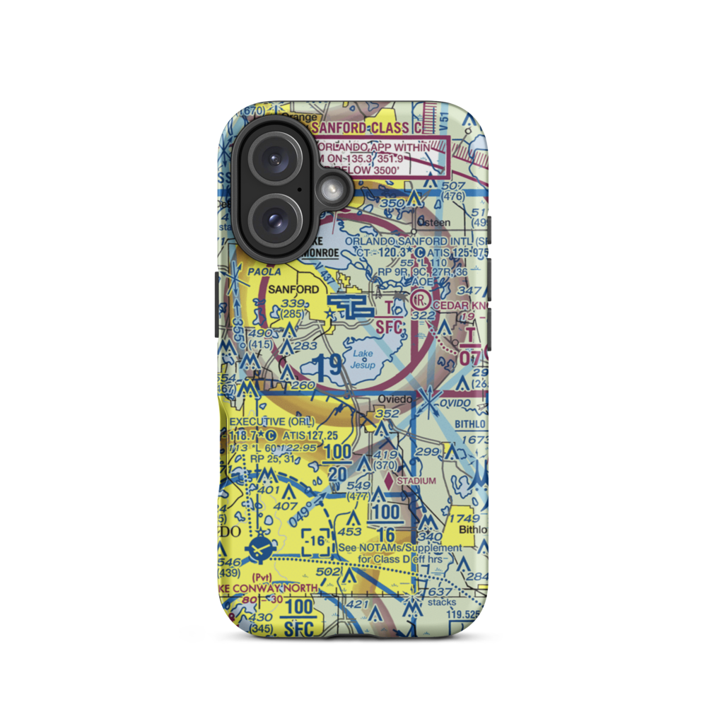 Lake Jessup Seaplane Base (98FD) VFR Sectional  Tough iPhone Case iPhone 16 model shown