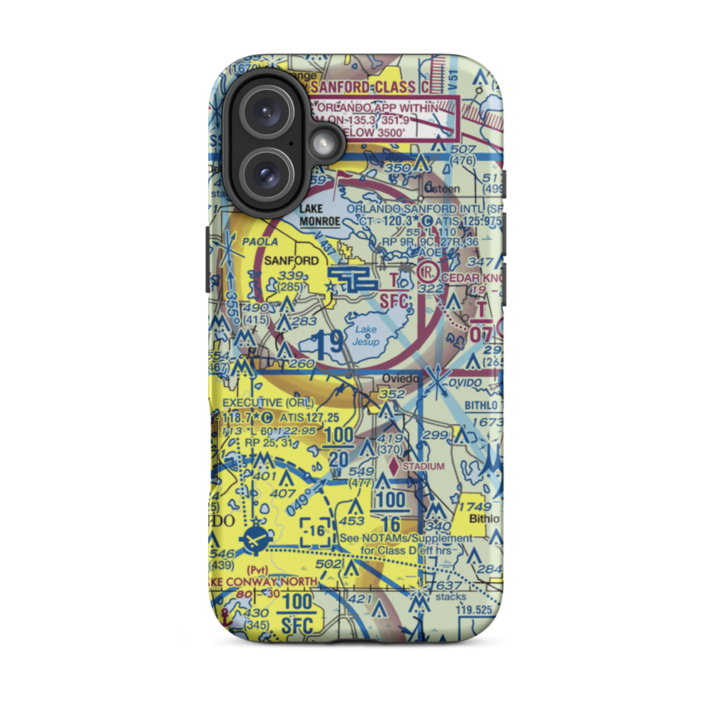 Lake Jessup Seaplane Base (98FD) VFR Sectional  Tough iPhone Case iPhone 16 Plus model shown
