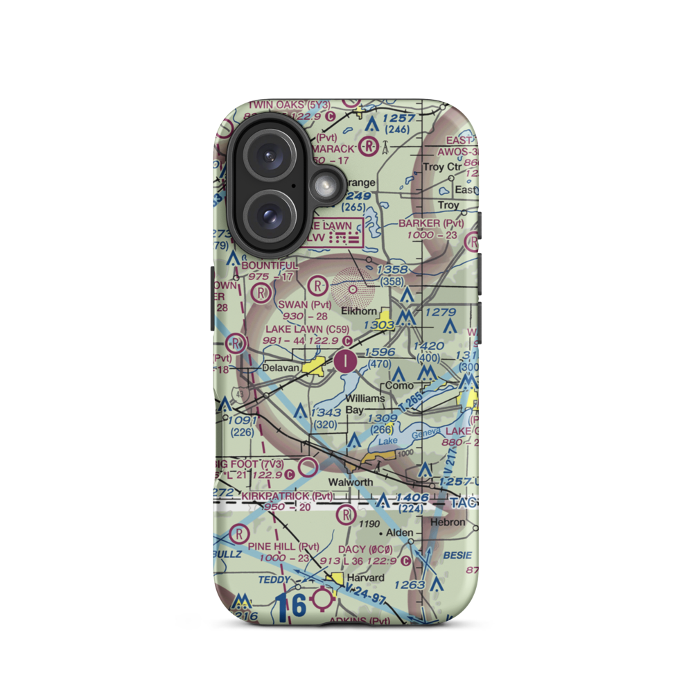 Lake Lawn Airport (C59) VFR Sectional  Tough iPhone Case iPhone 16 model shown