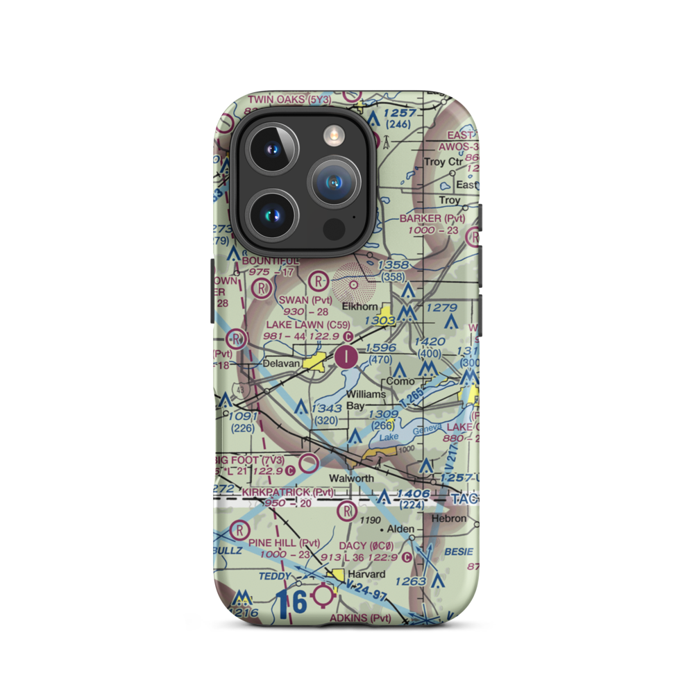 Lake Lawn Airport (C59) VFR Sectional  Tough iPhone Case iPhone 16 Pro model shown