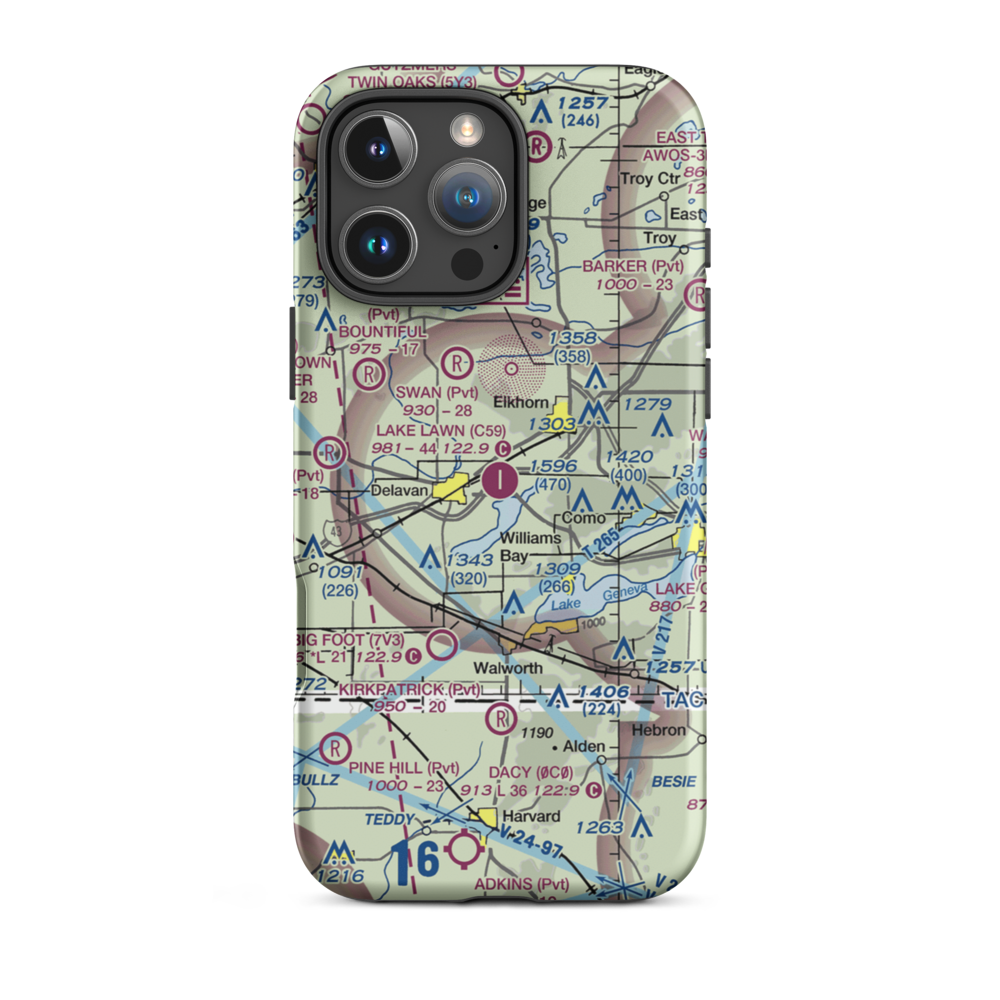 Lake Lawn Airport (C59) VFR Sectional  Tough iPhone Case iPhone 16 Pro Max model shown
