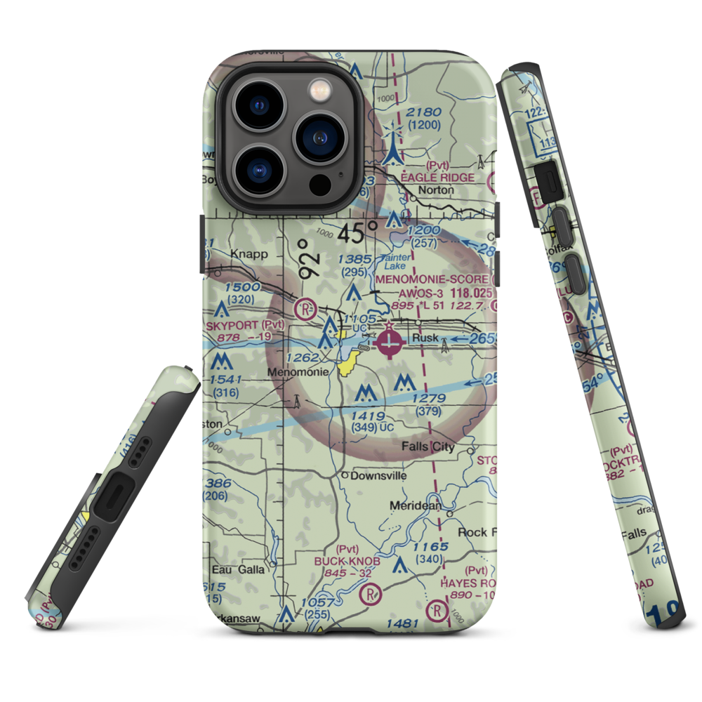 Lake Menomin Seaplane Base (WI04) VFR Sectional  Tough iPhone Case iPhone 13 Pro Max model shown