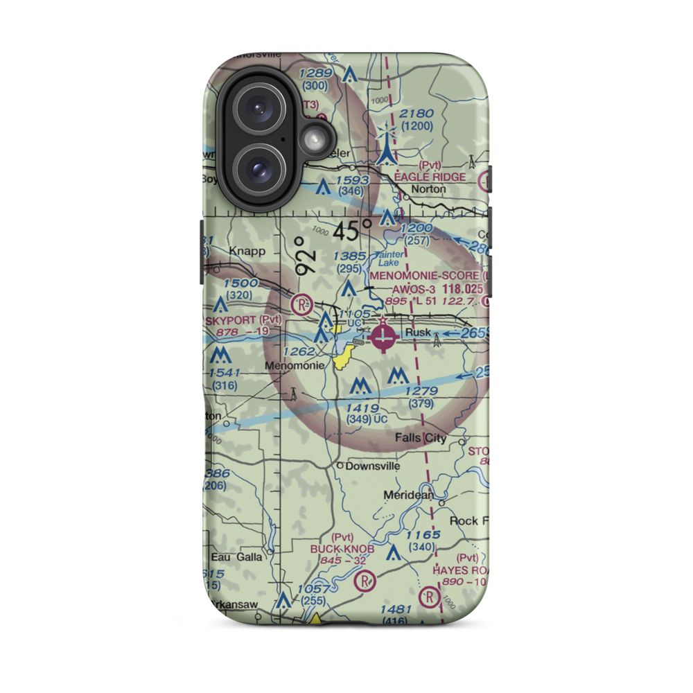 Lake Menomin Seaplane Base (WI04) VFR Sectional  Tough iPhone Case iPhone 16 Plus model shown