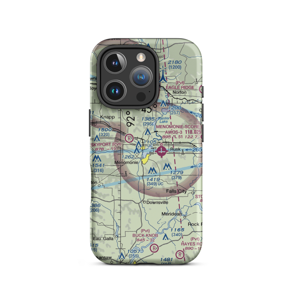 Lake Menomin Seaplane Base (WI04) VFR Sectional  Tough iPhone Case iPhone 16 Pro model shown
