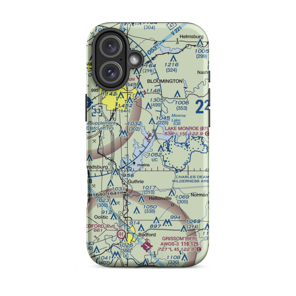 Lake Monroe Seaplane Base (07I) VFR Sectional  Tough iPhone Case iPhone 16 Plus model shown