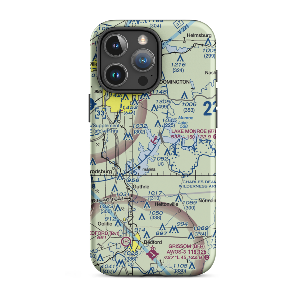 Lake Monroe Seaplane Base (07I) VFR Sectional  Tough iPhone Case iPhone 16 Pro Max model shown