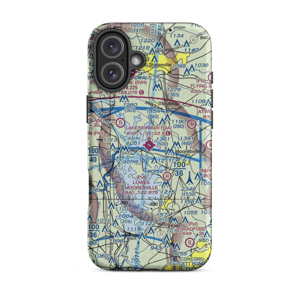 Lake Norman Airpark (14A) VFR Sectional  Tough iPhone Case iPhone 16 Plus model shown