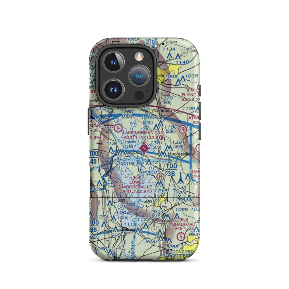 Lake Norman Airpark (14A) VFR Sectional  Tough iPhone Case iPhone 16 Pro model shown