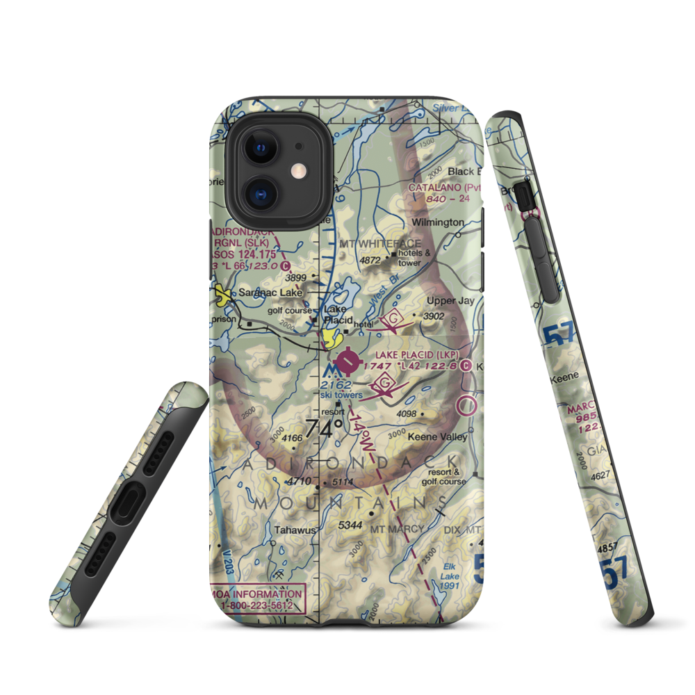 Lake Placid Airport (LKP) VFR Sectional  Tough iPhone Case iPhone 11 model shown