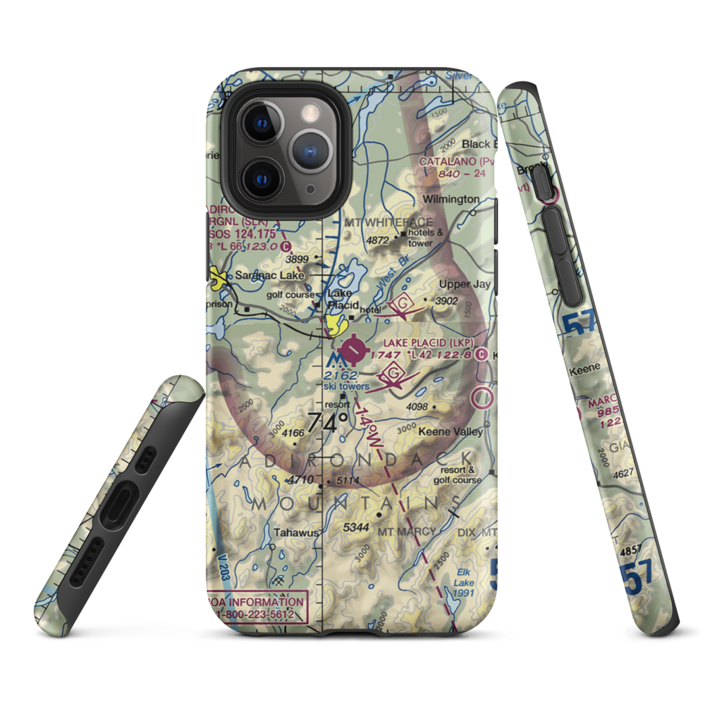 Lake Placid Airport (LKP) VFR Sectional  Tough iPhone Case iPhone 11 Pro model shown