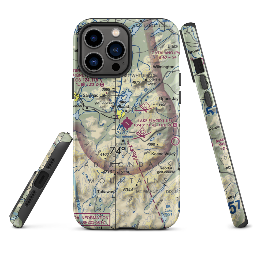 Lake Placid Airport (LKP) VFR Sectional  Tough iPhone Case iPhone 13 Pro Max model shown