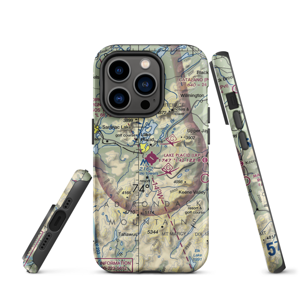 Lake Placid Airport (LKP) VFR Sectional  Tough iPhone Case iPhone 14 Pro model shown