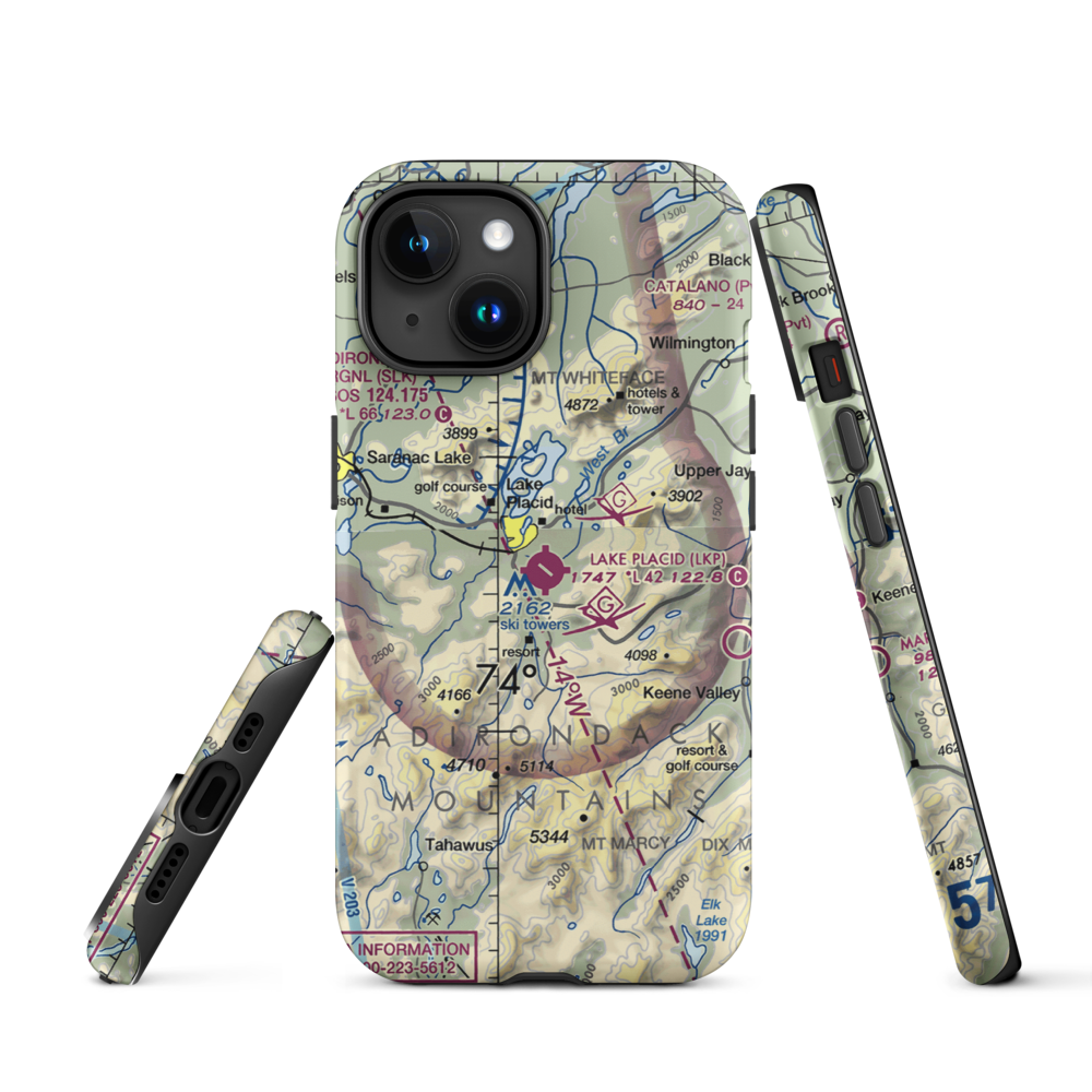 Lake Placid Airport (LKP) VFR Sectional  Tough iPhone Case iPhone 15 model shown
