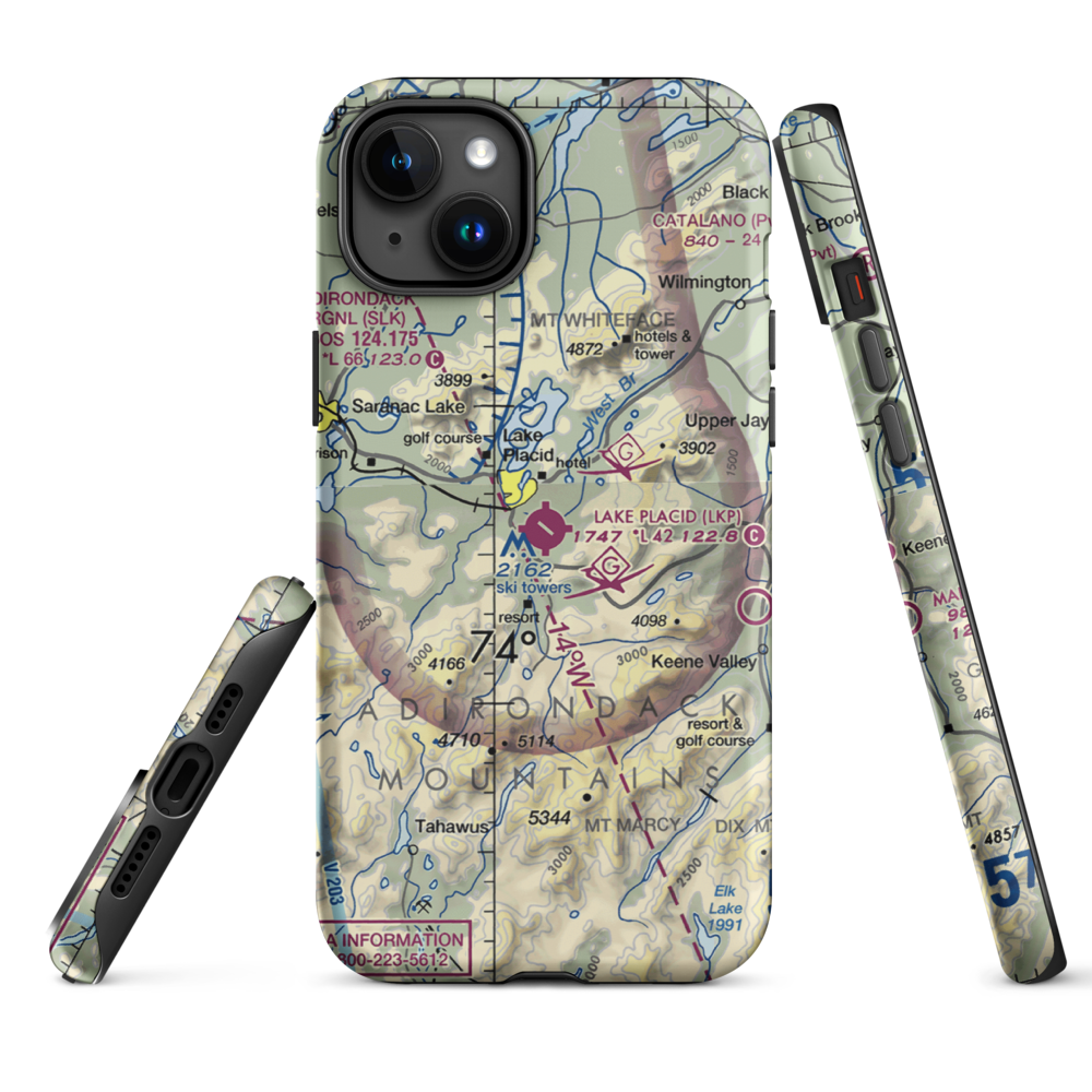Lake Placid Airport (LKP) VFR Sectional  Tough iPhone Case iPhone 15 Plus model shown