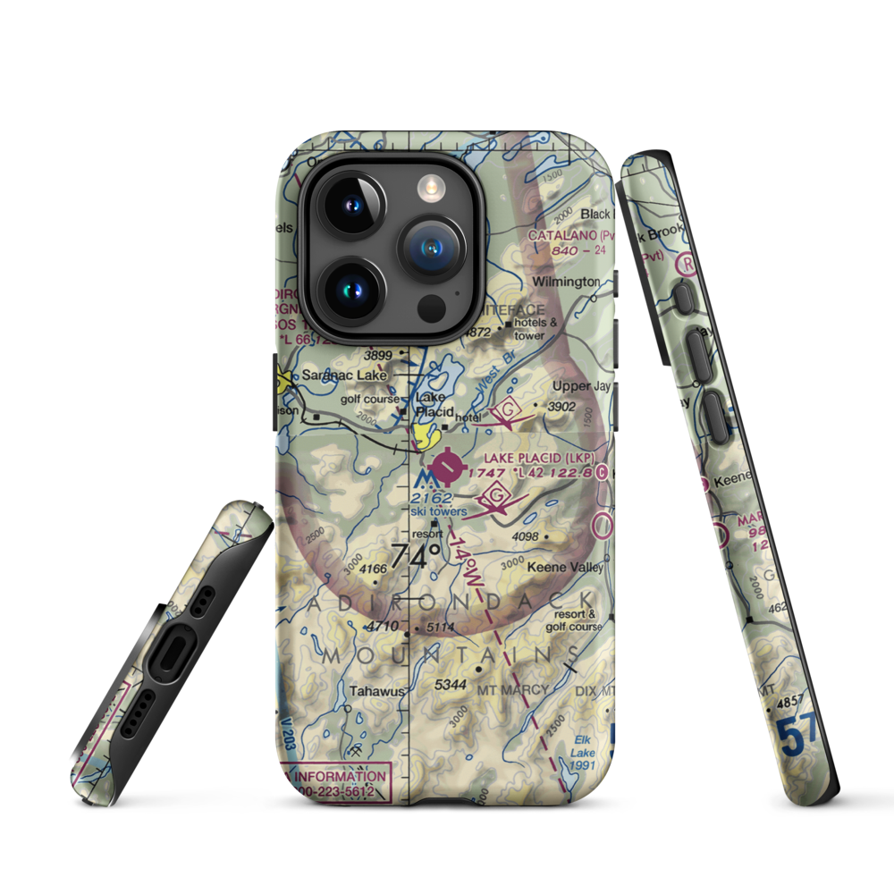 Lake Placid Airport (LKP) VFR Sectional  Tough iPhone Case iPhone 15 Pro model shown
