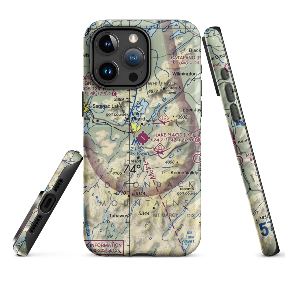 Lake Placid Airport (LKP) VFR Sectional  Tough iPhone Case iPhone 15 Pro Max model shown