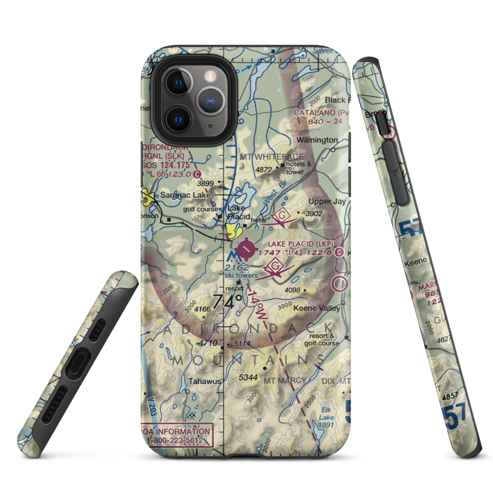 Lake Placid Airport (LKP) VFR Sectional  Tough iPhone Case iPhone 11 Pro Max model shown