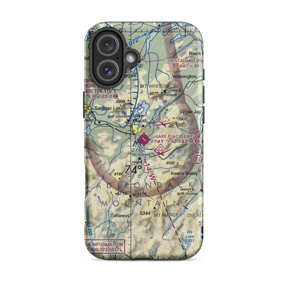 Lake Placid Airport (LKP) VFR Sectional  Tough iPhone Case iPhone 16 Plus model shown