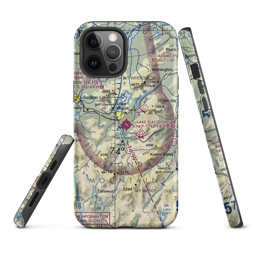 Lake Placid Airport (LKP) VFR Sectional  Tough iPhone Case iPhone 12 Pro Max model shown