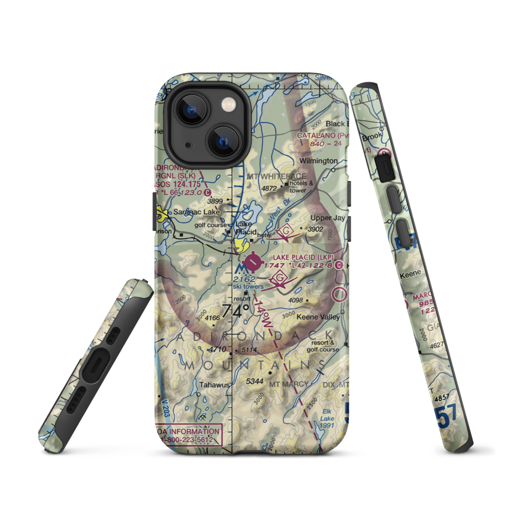 Lake Placid Airport (LKP) VFR Sectional  Tough iPhone Case iPhone 13 model shown