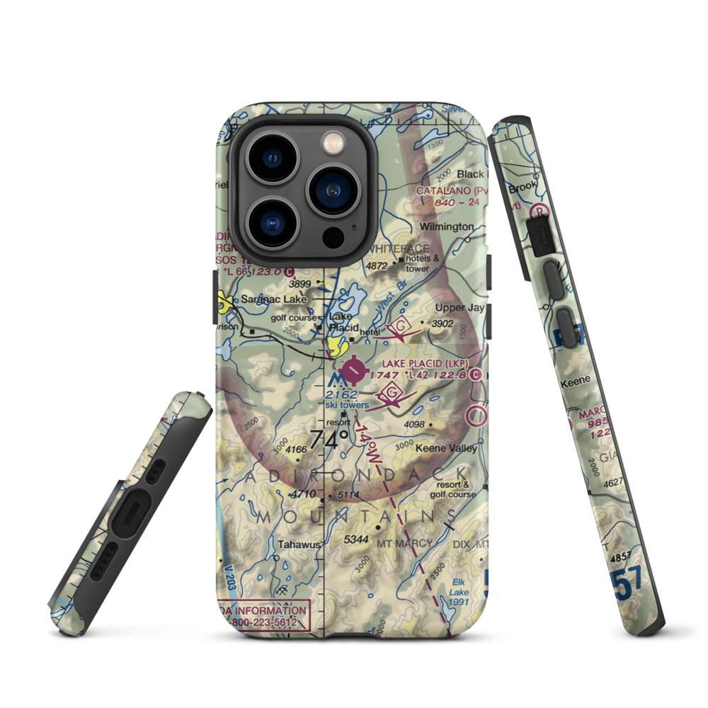 Lake Placid Airport (LKP) VFR Sectional  Tough iPhone Case iPhone 13 Pro model shown