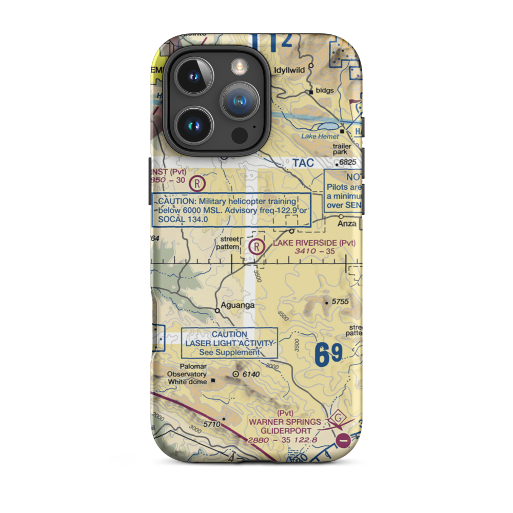 Lake Riverside Estates Airport (54CL) VFR Sectional  Tough iPhone Case iPhone 16 Pro Max model shown