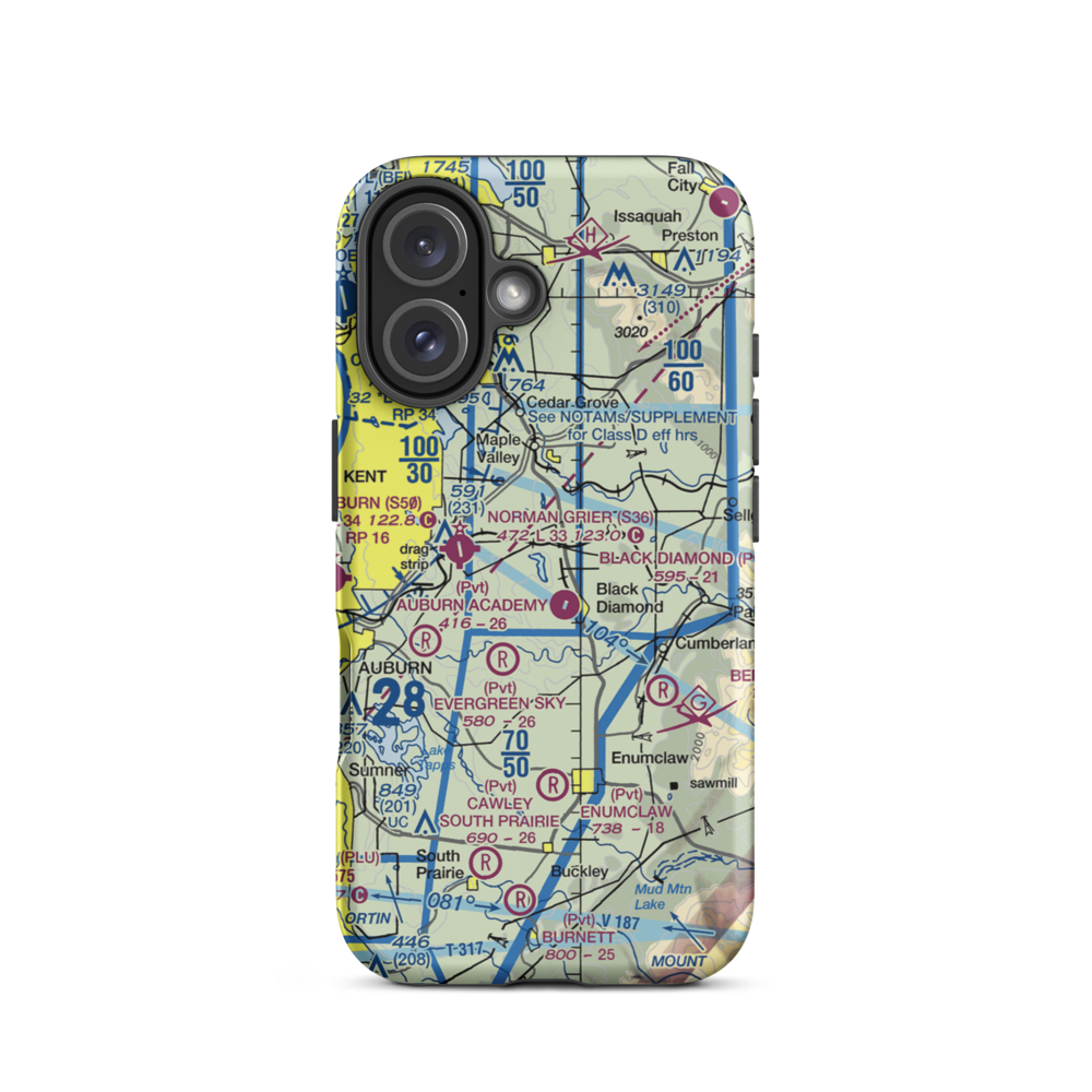 Lake Sawyer Double EE Seaplane Base (WA41) VFR Sectional  Tough iPhone Case iPhone 16 model shown