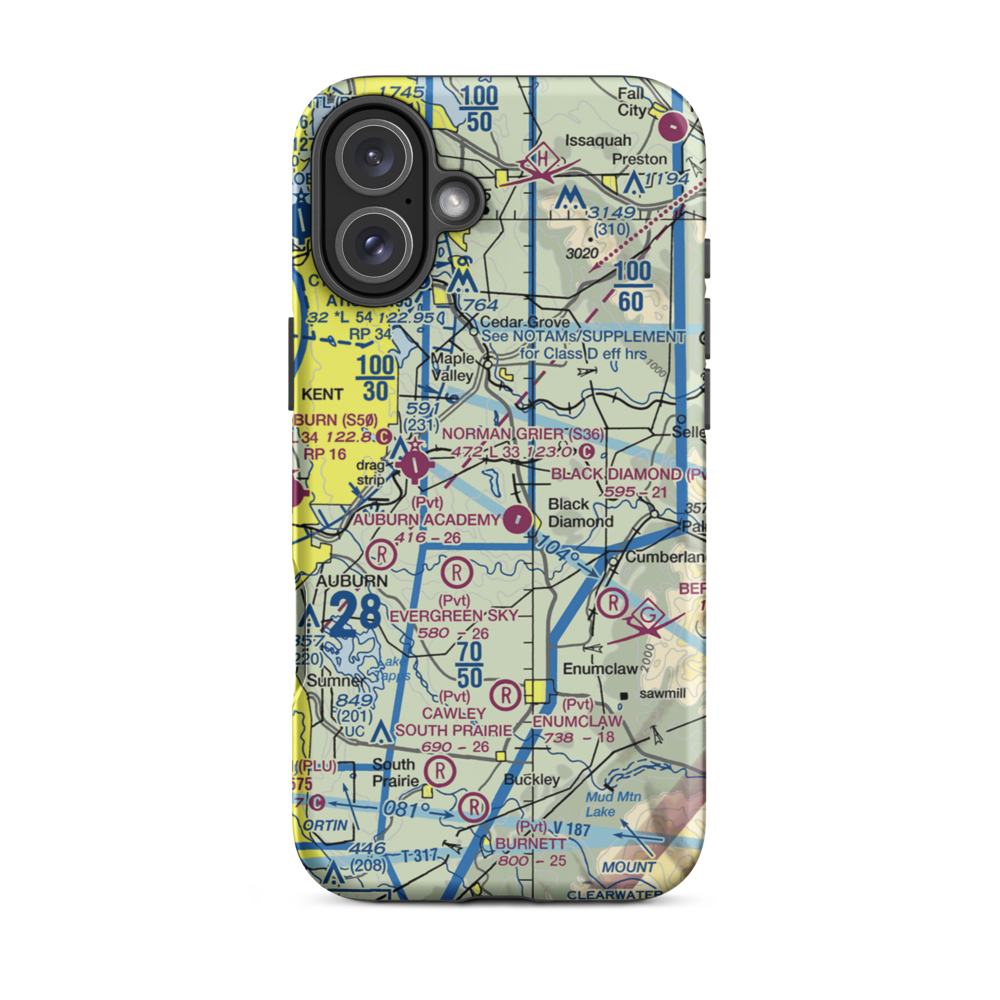 Lake Sawyer Double EE Seaplane Base (WA41) VFR Sectional  Tough iPhone Case iPhone 16 Plus model shown