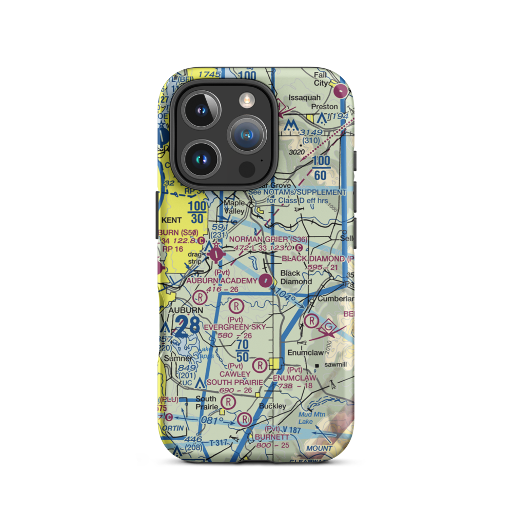 Lake Sawyer Double EE Seaplane Base (WA41) VFR Sectional  Tough iPhone Case iPhone 16 Pro model shown