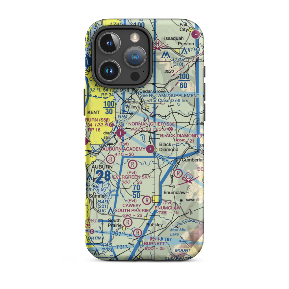 Lake Sawyer Double EE Seaplane Base (WA41) VFR Sectional  Tough iPhone Case iPhone 16 Pro Max model shown