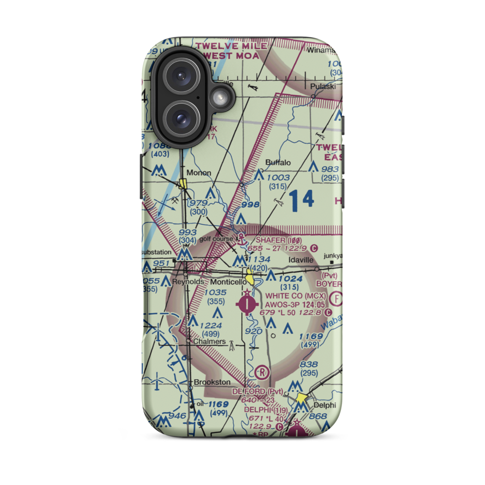 Lake Shafer Seaplane Base (I00) VFR Sectional  Tough iPhone Case iPhone 16 Plus model shown