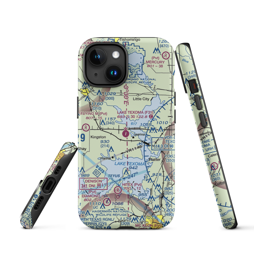 Lake Texoma State Park Airport (F31) VFR Sectional  Tough iPhone Case iPhone 15 model shown