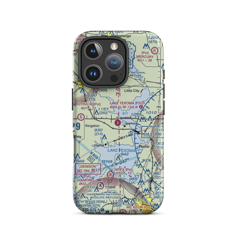 Lake Texoma State Park Airport (F31) VFR Sectional  Tough iPhone Case iPhone 16 Pro model shown