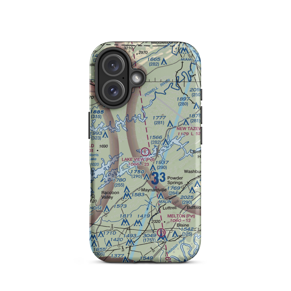 Lake View Airport (TN10) VFR Sectional  Tough iPhone Case iPhone 16 model shown