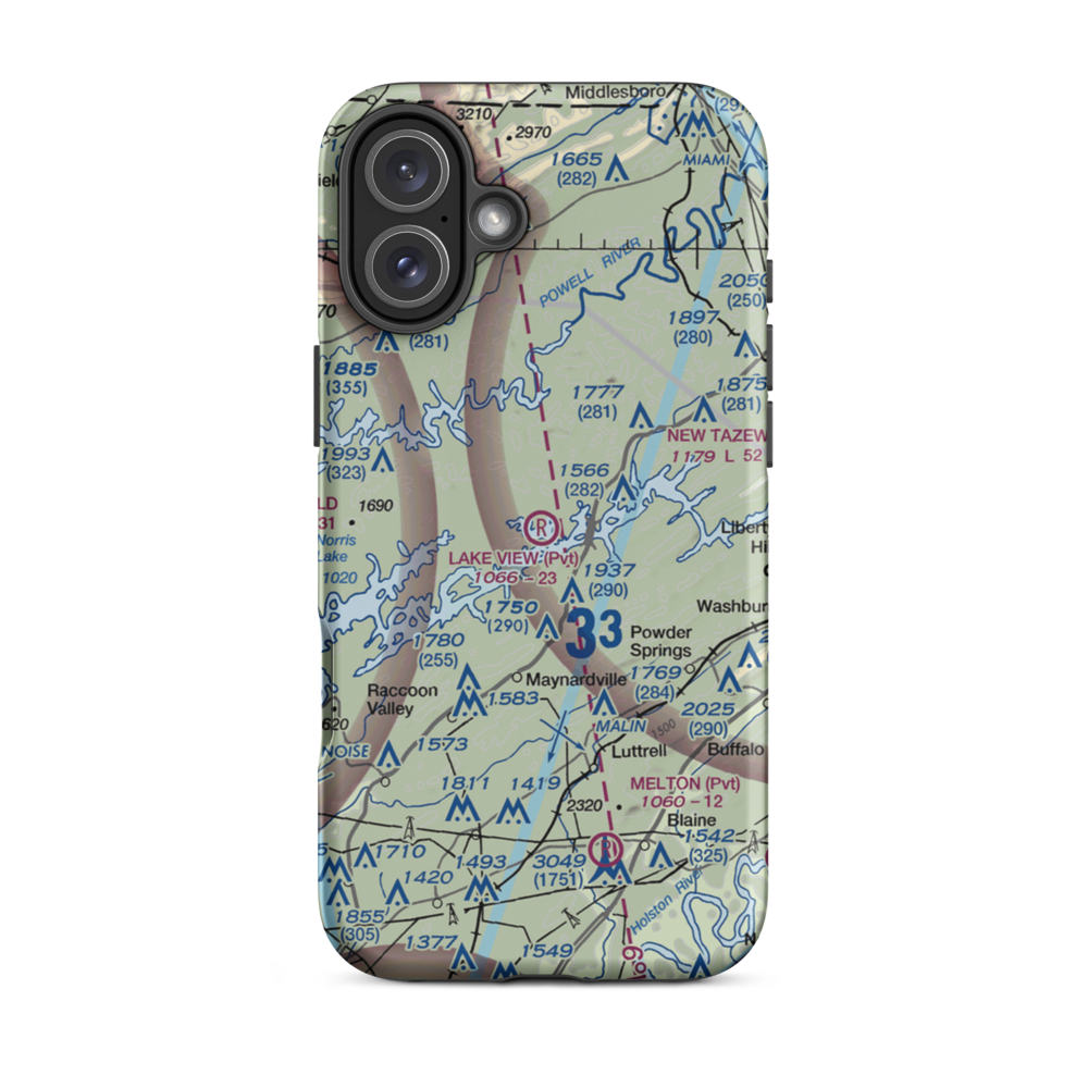 Lake View Airport (TN10) VFR Sectional  Tough iPhone Case iPhone 16 Plus model shown