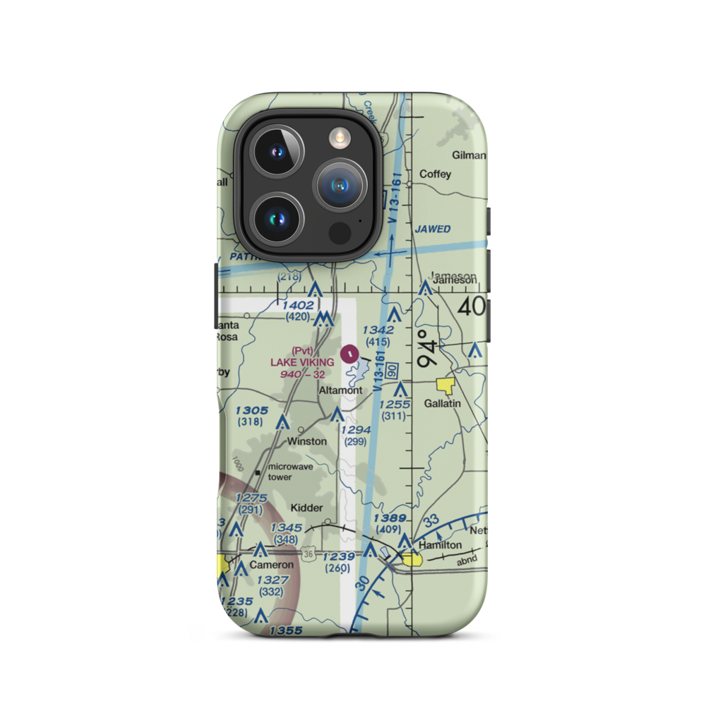 Lake Viking Airport (1MO3) VFR Sectional  Tough iPhone Case iPhone 16 Pro model shown