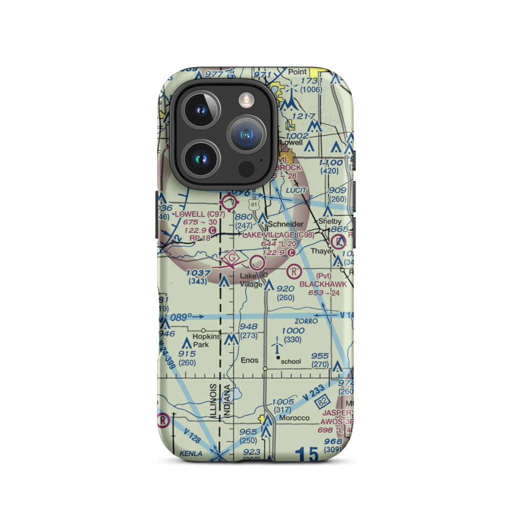 Lake Village Airport (C98) VFR Sectional  Tough iPhone Case iPhone 16 Pro model shown