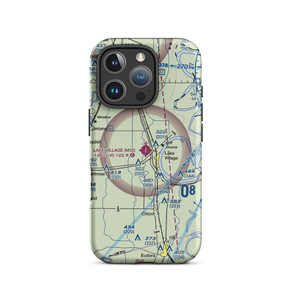 Lake Village Municipal Airport (M32) VFR Sectional  Tough iPhone Case iPhone 16 Pro model shown