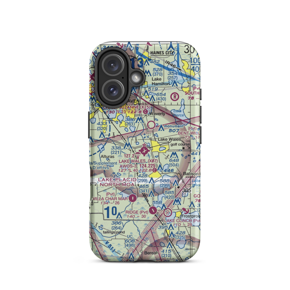Lake Wales Municipal Airport (X07) VFR Sectional  Tough iPhone Case iPhone 16 model shown