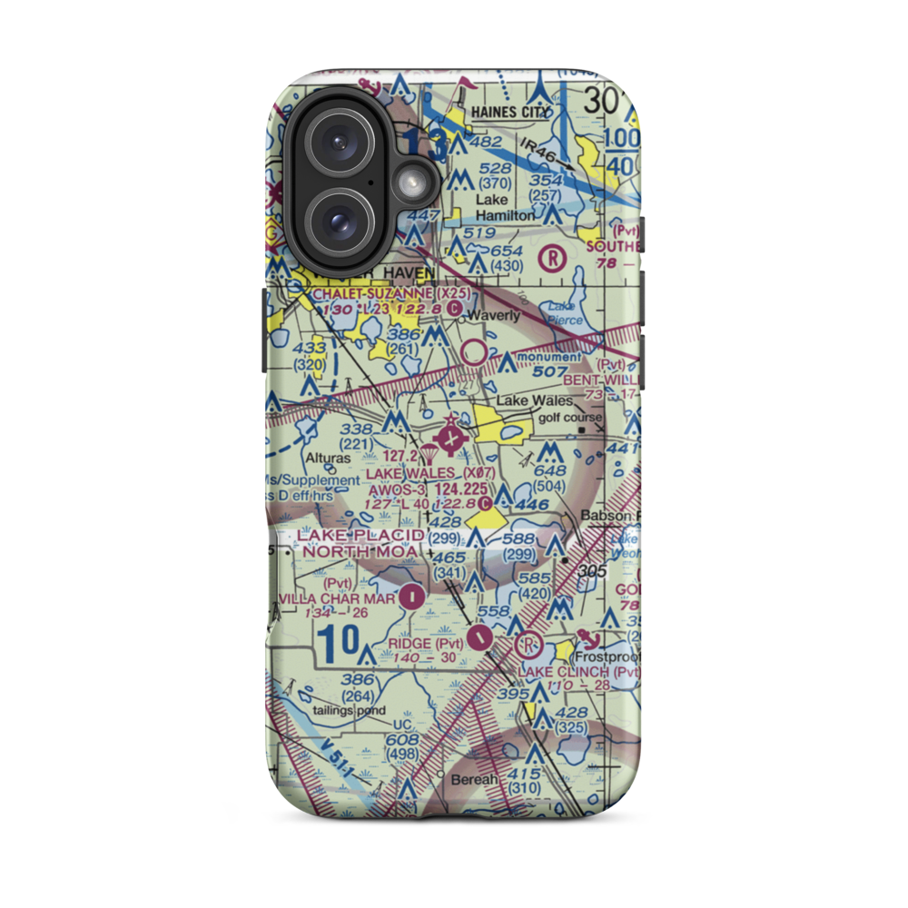 Lake Wales Municipal Airport (X07) VFR Sectional  Tough iPhone Case iPhone 16 Plus model shown