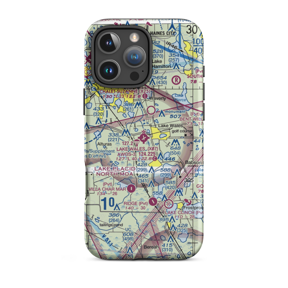 Lake Wales Municipal Airport (X07) VFR Sectional  Tough iPhone Case iPhone 16 Pro Max model shown