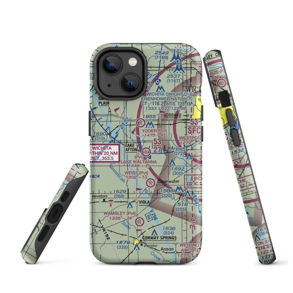 Lake Waltanna Airport (SN65) VFR Sectional  Tough iPhone Case iPhone 14 model shown