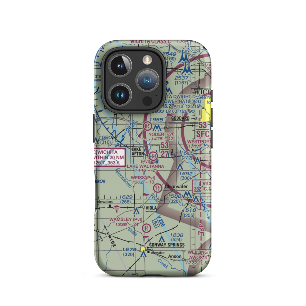 Lake Waltanna Airport (SN65) VFR Sectional  Tough iPhone Case iPhone 16 Pro model shown