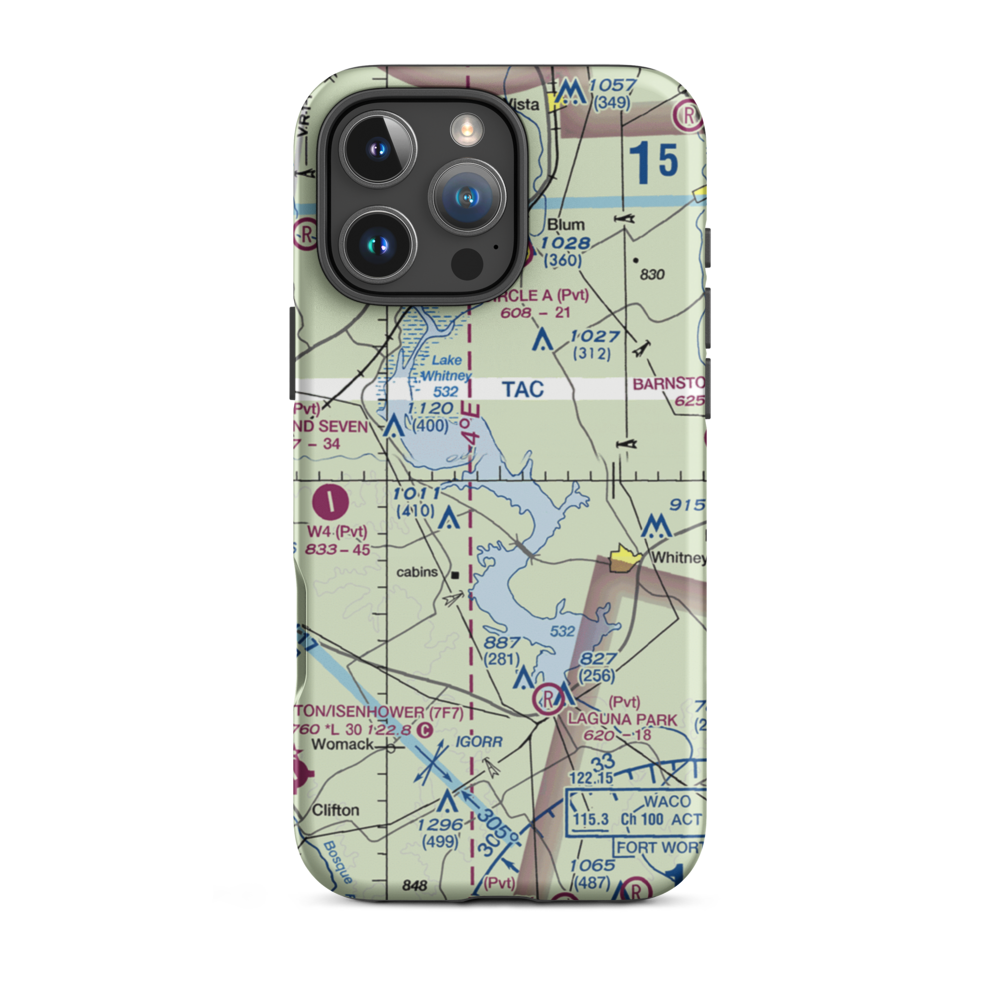 Lake Whitney Country Club Airport (37XS) VFR Sectional  Tough iPhone Case iPhone 16 Pro Max model shown