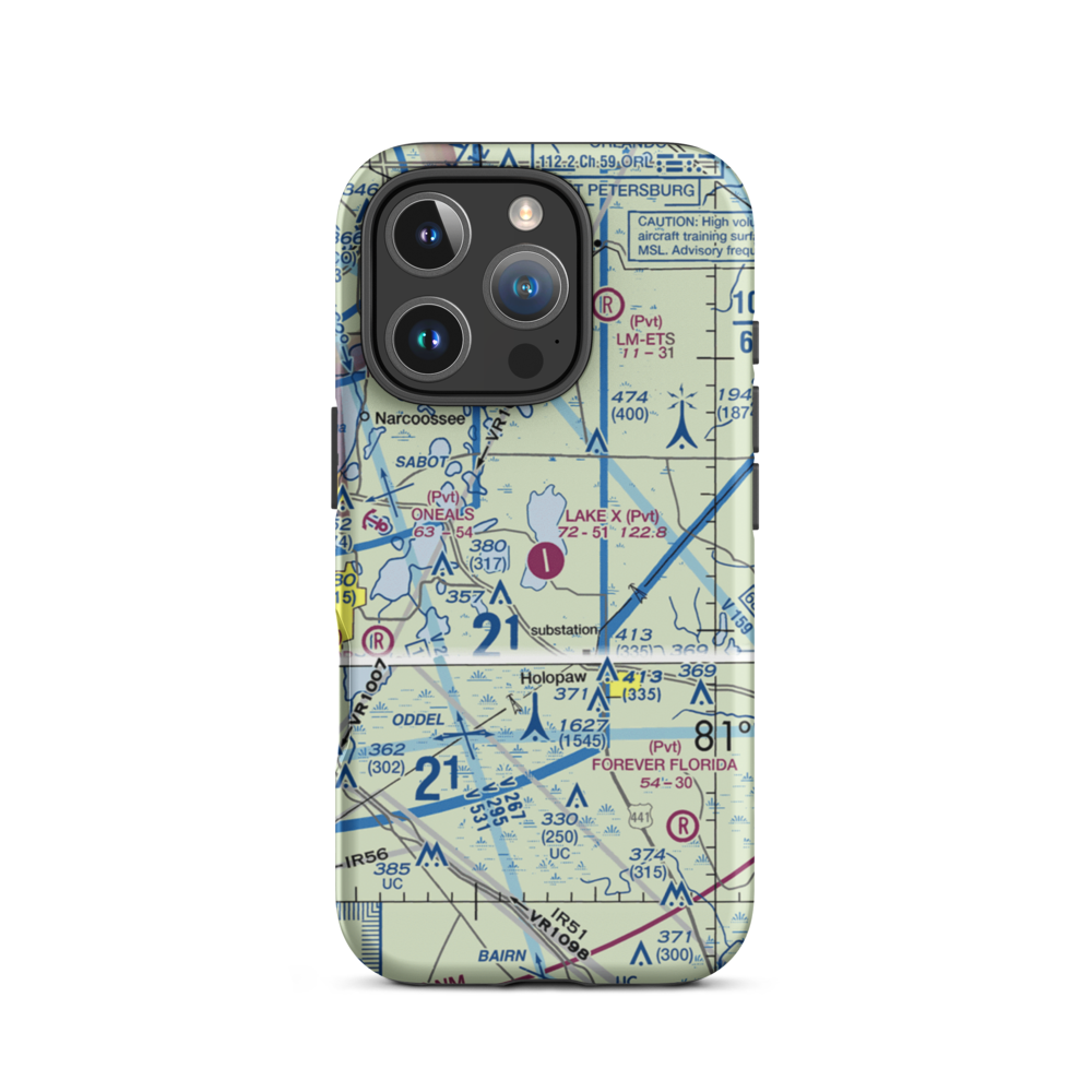 Lake X Airport (57FA) VFR Sectional  Tough iPhone Case iPhone 16 Pro model shown
