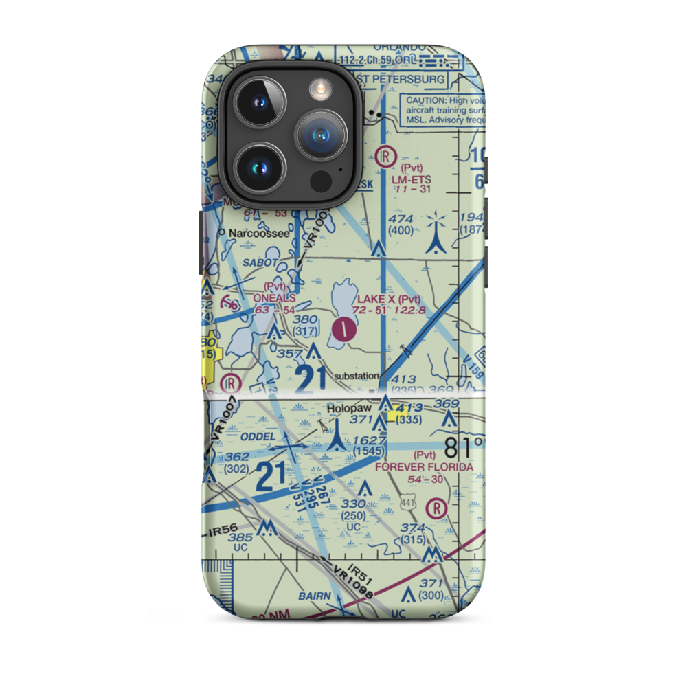 Lake X Airport (57FA) VFR Sectional  Tough iPhone Case iPhone 16 Pro Max model shown